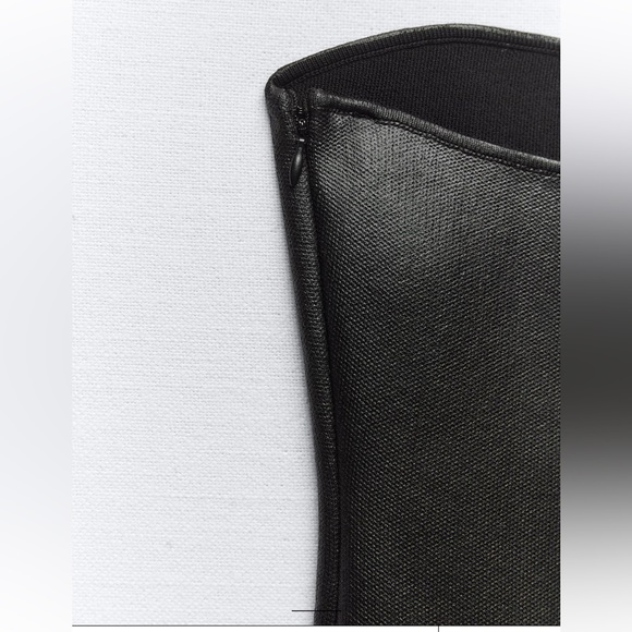 Zara NWT black patent faux leather sweetheart neck bandeau strapless tube top - Picture 6 of 7